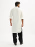 Men's White And Black Viscose Pathani Kurta Set